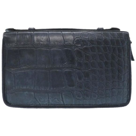 Gucci Travel Case Crocodile Document Case Long Wallet Navy Blue - Picture 2 of 8